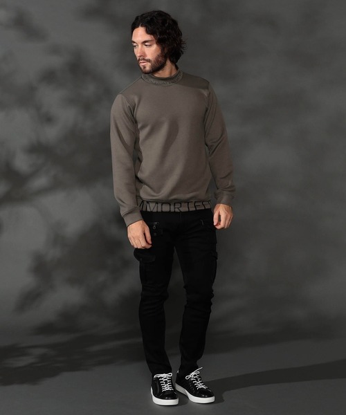 HIDEAWAYS NICOLE（ハイダウェイニコル）の「ロゴダンボールモックネックプルオーバー（Tシャツ/カットソー・メンズ・オフホワイト/カーキ/グレイッシュベージュ/ブラック・X-LARGE/LARGE/MEDIUM）」の7枚目の写真