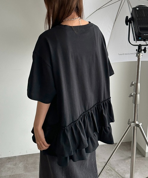 apres jour mignon（アプレジュールミニョン）の「裾フリルチュニックＴシャツ【ZOZOTOWN限定アイテム】（Tシャツ/カットソー・レディース・ブラック/ブラック系その他/オフホワイト・X-LARGE/フリー）」の14枚目の写真