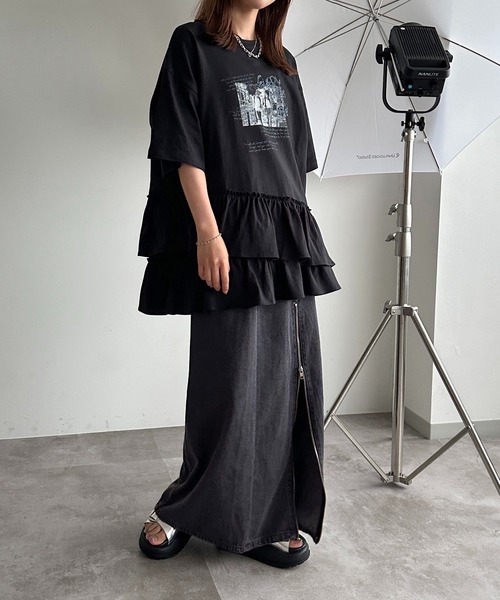 セール】裾フリルチュニックTシャツ【ZOZOTOWN限定アイテム】（T