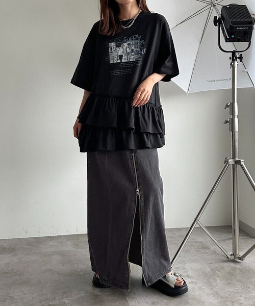 【THEAIRTOWN】裾フリル チュニック Ｔシャツ♥ セール】裾フリルチュニックTシャツ【ZOZOTOWN限定アイテム