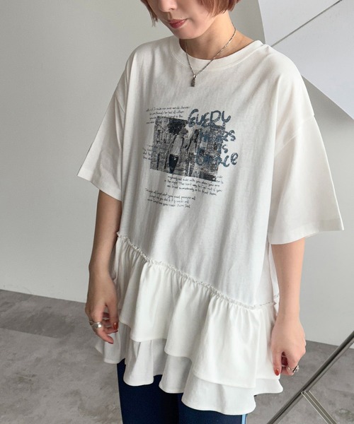 apres jour mignon（アプレジュールミニョン）の「裾フリルチュニックＴシャツ【ZOZOTOWN限定アイテム】（Tシャツ/カットソー・レディース・ブラック/ブラック系その他/オフホワイト・X-LARGE/フリー）」の22枚目の写真