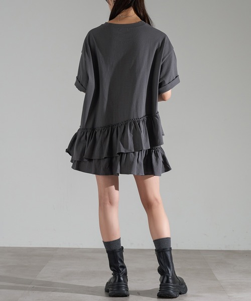 【THEAIRTOWN】裾フリル チュニック Ｔシャツ♥ セール】裾フリルチュニックTシャツ【ZOZOTOWN限定アイテム