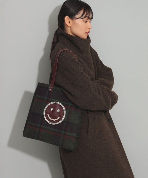 Ray BEAMS(レイビームス)の「ECODECO / 別注 チェック トートバッグ(トートバッグ・レディース・ダークグリーン/レッド・ONE SIZE)」の2枚目の写真