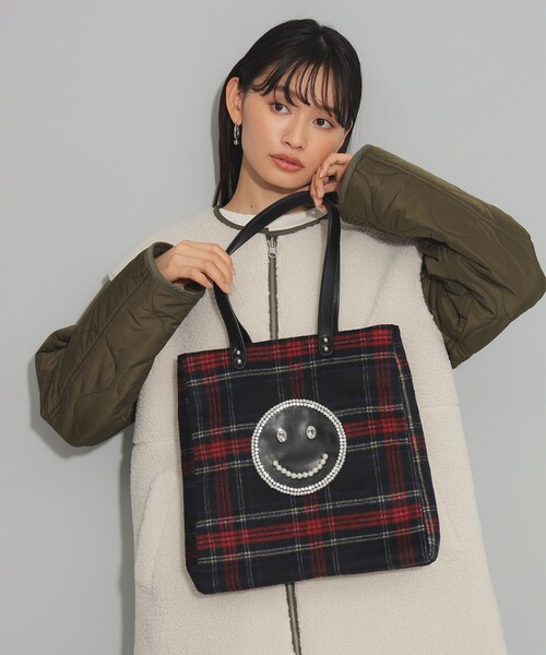 Ray BEAMS(レイビームス)の「ECODECO / 別注 チェック トートバッグ(トートバッグ・レディース・ダークグリーン/レッド・ONE SIZE)」の3枚目の写真