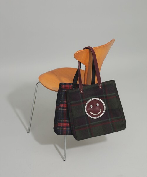 Ray BEAMS(レイビームス)の「ECODECO / 別注 チェック トートバッグ(トートバッグ・レディース・ダークグリーン/レッド・ONE SIZE)」の7枚目の写真