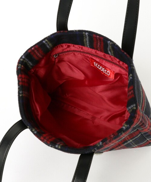 Ray BEAMS(レイビームス)の「ECODECO / 別注 チェック トートバッグ(トートバッグ・レディース・ダークグリーン/レッド・ONE SIZE)」の13枚目の写真