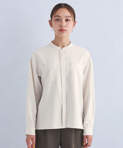 green label relaxing(グリーンレーベルリラクシング)の「スタンド ポケット ロングスリーブ シャツ -マシンウォッシャブル・防シワ-(シャツ/ブラウス・レディース・ナチュラル/ベージュ/ダークグレー/その他1・FREE)」の18枚目の写真