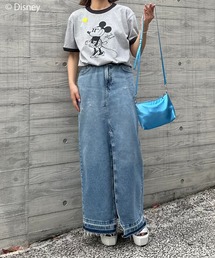 【Disney】別注 Mickey 発泡ハート/ミニーマウス リンガーTシャツ