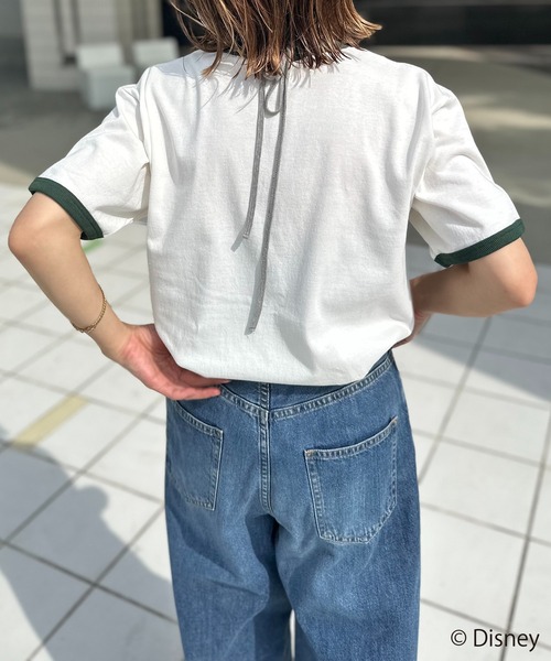 Disney(ディズニー)の「【Disney】別注 Mickey 発泡ハート/ミニーマウス リンガーTシャツ(Tシャツ/カットソー・レディース・ネイビー/スミクロ/グリーン・MEDIUM)」の17枚目の写真
