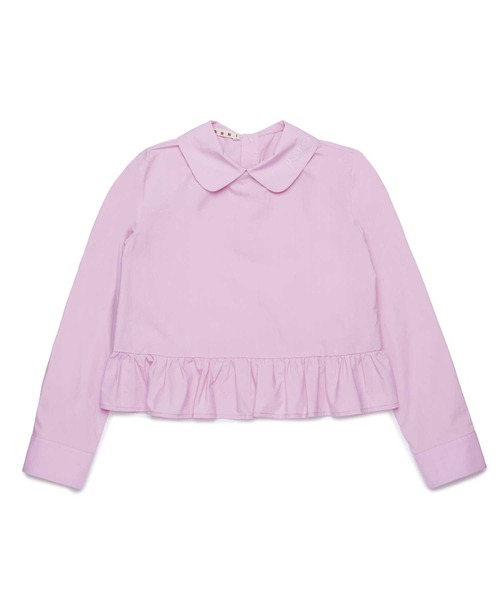 MARNI(マルニ)の「MARNI(マルニ)Kids & Junior ワンポイントブランドロゴ長袖ペプラムシャツ(シャツ/ブラウス・キッズ・ホワイト/ライラック・14Y/12Y/8Y/10Y)」の1枚目の写真
