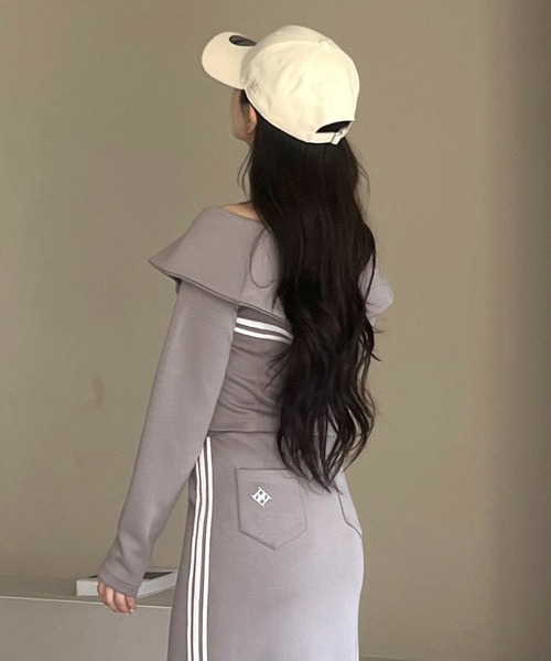 【セール】エンブレムロゴ刺繍配色ラインダブルZIPトップス（Tシャツ/カットソー）｜ROYAL PARTY（ロイヤルパーティー）