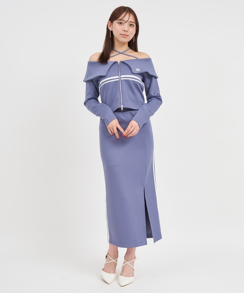 【セール】エンブレムロゴ刺繍配色ラインダブルZIPトップス（Tシャツ/カットソー）｜ROYAL PARTY（ロイヤルパーティー）