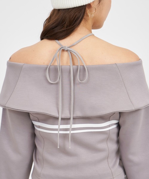 【セール】エンブレムロゴ刺繍配色ラインダブルZIPトップス（Tシャツ/カットソー）｜ROYAL PARTY（ロイヤルパーティー）