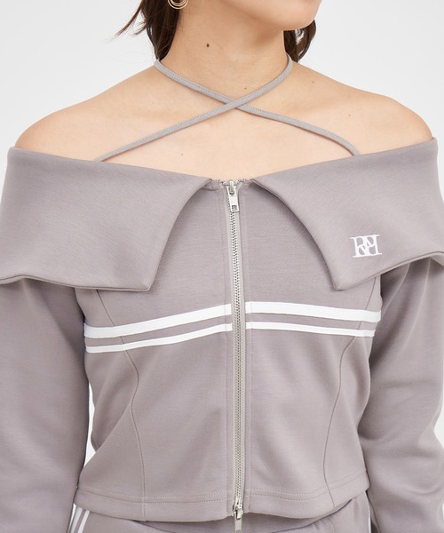 【セール】エンブレムロゴ刺繍配色ラインダブルZIPトップス（Tシャツ/カットソー）｜ROYAL PARTY（ロイヤルパーティー）