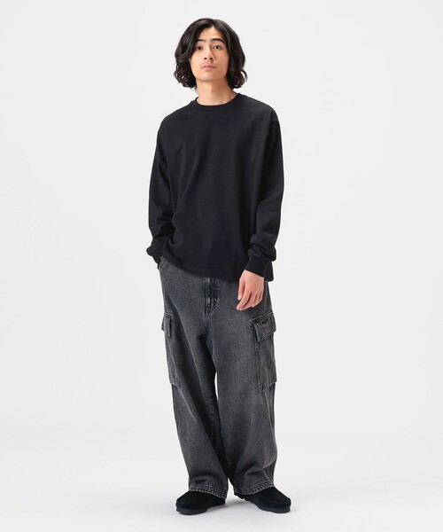 GUIZIO クルーネック ブラック ヘビーウエイト クルーネック カットソー（Tシャツ/カットソー