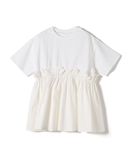 SHIPS Colors(シップス カラーズ)の「SHIPS Colors:〈手洗い可能〉フハク ドッキング TEE 2◇(Tシャツ/カットソー・レディース・オフホワイト/ブラック・ONE SIZE)」の12枚目の写真