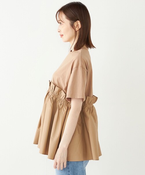 SHIPS Colors(シップス カラーズ)の「SHIPS Colors:〈手洗い可能〉フハク ドッキング TEE 2◇(Tシャツ/カットソー・レディース・オフホワイト/ブラック・ONE SIZE)」の3枚目の写真