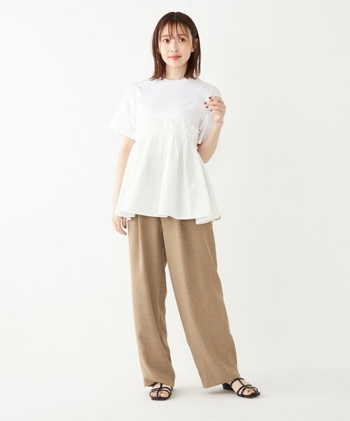 SHIPS Colors(シップス カラーズ)の「SHIPS Colors:〈手洗い可能〉フハク ドッキング TEE 2◇(Tシャツ/カットソー・レディース・オフホワイト/ブラック・ONE SIZE)」の19枚目の写真