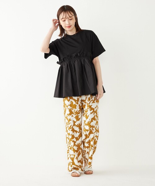 SHIPS Colors(シップス カラーズ)の「SHIPS Colors:〈手洗い可能〉フハク ドッキング TEE 2◇(Tシャツ/カットソー・レディース・オフホワイト/ブラック・ONE SIZE)」の15枚目の写真