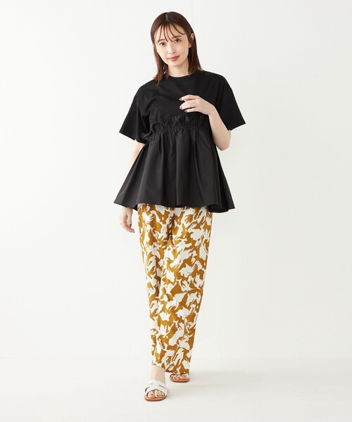 SHIPS Colors(シップス カラーズ)の「SHIPS Colors:〈手洗い可能〉フハク ドッキング TEE 2◇(Tシャツ/カットソー・レディース・オフホワイト/ブラック・ONE SIZE)」の14枚目の写真