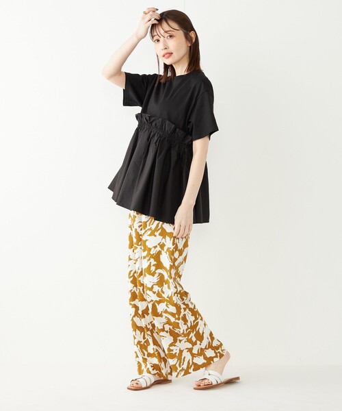 SHIPS Colors(シップス カラーズ)の「SHIPS Colors:〈手洗い可能〉フハク ドッキング TEE 2◇(Tシャツ/カットソー・レディース・オフホワイト/ブラック・ONE SIZE)」の13枚目の写真