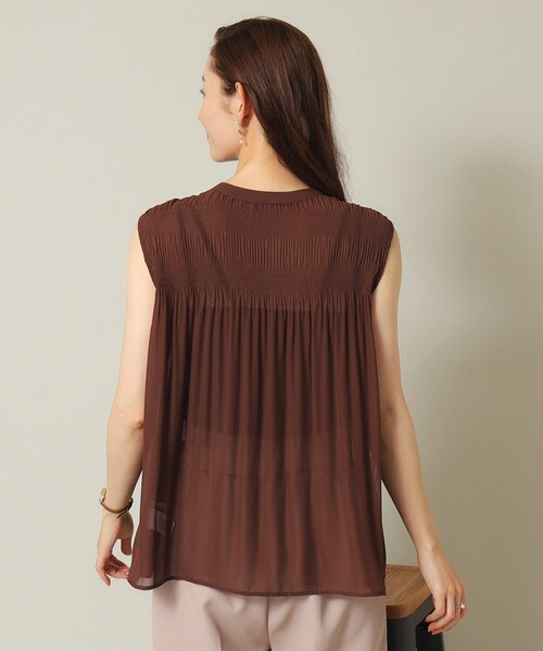 ITS'DEMO(イッツデモ)の「◆【通勤/前開き/手洗い可】プリーツシアーブラウス(シャツ/ブラウス・レディース・ブラック/オリーブ/ダークブラウン・00)」の18枚目の写真