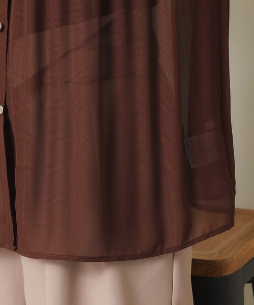 ITS'DEMO(イッツデモ)の「◆【通勤/前開き/手洗い可】プリーツシアーブラウス(シャツ/ブラウス・レディース・ブラック/オリーブ/ダークブラウン・00)」の21枚目の写真