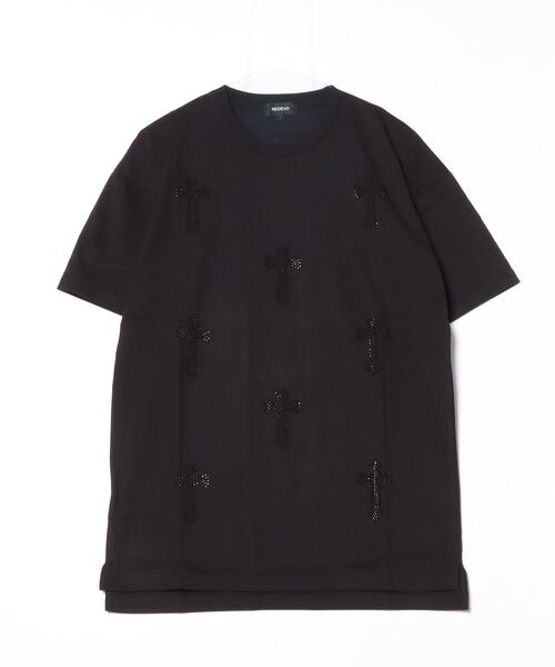 REGIEVO（レジエボ）の「【REGIEVO】 クロスラインストーンTシャツ（Tシャツ/カットソー・メンズ・オフホワイト/ブラック・LARGE/MEDIUM）」の13枚目の写真