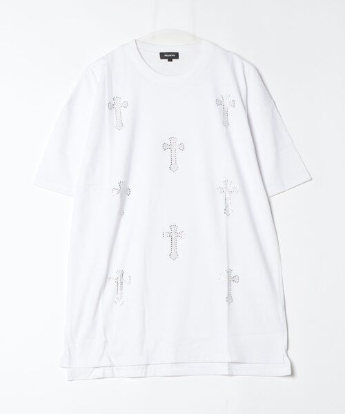 REGIEVO（レジエボ）の「【REGIEVO】 クロスラインストーンTシャツ（Tシャツ/カットソー・メンズ・オフホワイト/ブラック・LARGE/MEDIUM）」の14枚目の写真