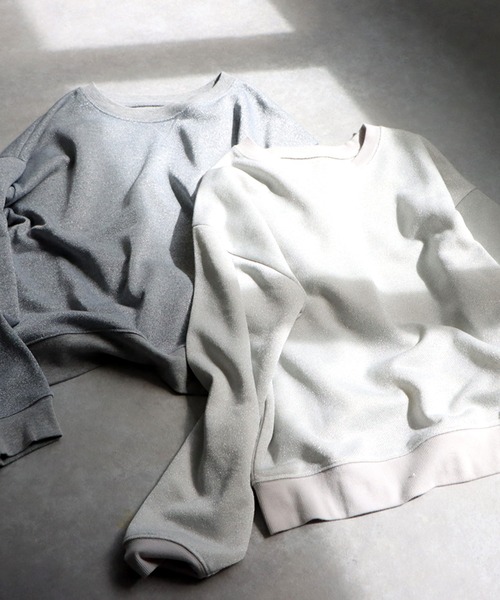 antiqua(アンティカ)の「ラメ裏毛トップス(スウェット・レディース・グレー/ホワイト・ONESIZE)」の17枚目の写真