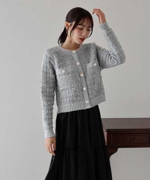 セール】ツイード風ニットカーディガン（カーディガン/ボレロ