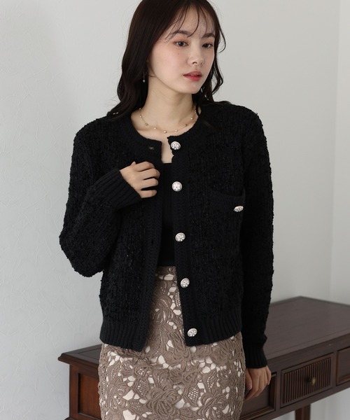 セール】ツイード風ニットカーディガン（カーディガン/ボレロ