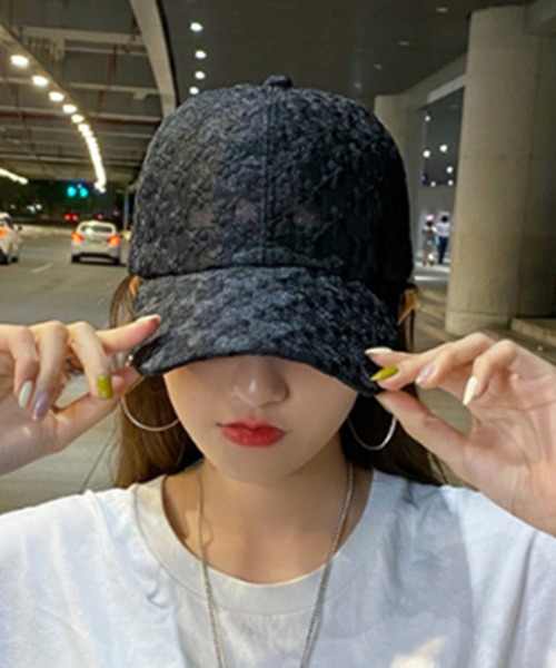 STYLEBLOCK（スタイルブロック）の「シースルーフラワーキャップ（キャップ・レディース・ホワイト/ブラック・FREE）」の2枚目の写真