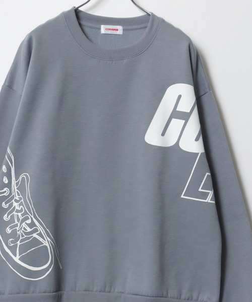 CONVERSE（コンバース）の「CONVERSE/コンバース 裏起毛 アイコンシューズ ロゴプリント オーバーサイズ スウェット レディース メンズ トレーナー（スウェット・レディース・グレイッシュブルー/アッシュグレー/グレイッシュベージュ/ブラック/ホワイト/スミクロ・M/L/LL）」の6枚目の写真