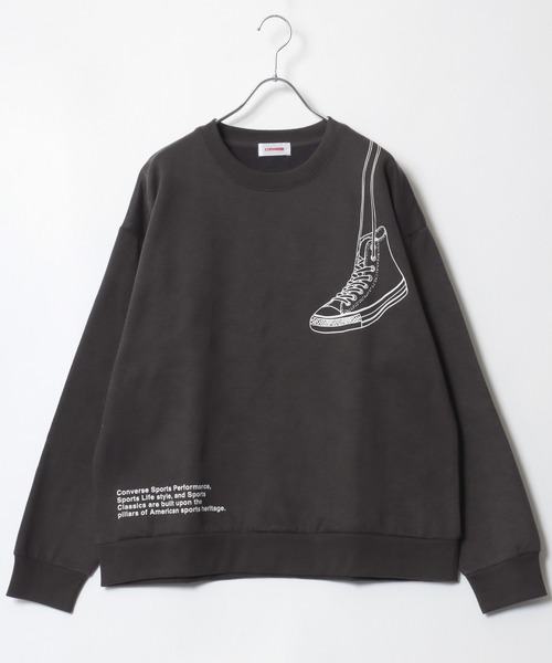 CONVERSE（コンバース）の「CONVERSE/コンバース 裏起毛 アイコンシューズ ロゴプリント オーバーサイズ スウェット レディース メンズ トレーナー（スウェット・レディース・グレイッシュブルー/アッシュグレー/グレイッシュベージュ/ブラック/ホワイト/スミクロ・M/L/LL）」の13枚目の写真
