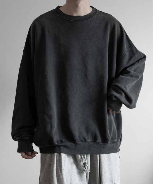 RUUBON】vintage damage pigment sweat / ヴィンテージダメージ