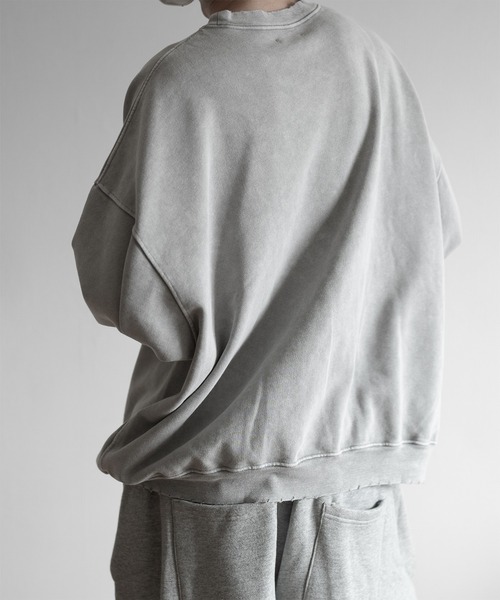 RUUBON（ルーボン）の「【RUUBON】vintage damage pigment sweat / ヴィンテージダメージピグメントスウェット（スウェット・メンズ・ライトグレー/ダークグレー・S/M/L）」の18枚目の写真