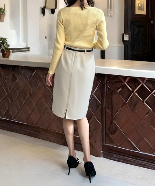 Julia Boutique(ジュリアブティック)の「選べるショート丈・ミディアム丈・ロング丈 ベルト付きタイトスカート(スカート・レディース・ブラック/グレー/ブルー/グレイッシュベージュ/アイボリー・SHORT/MEDIUM/LONG)」の10枚目の写真