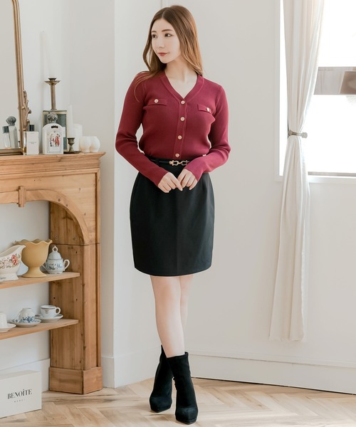 Julia Boutique(ジュリアブティック)の「選べるショート丈・ミディアム丈・ロング丈 ベルト付きタイトスカート(スカート・レディース・ブラック/グレー/ブルー/グレイッシュベージュ/アイボリー・SHORT/MEDIUM/LONG)」の19枚目の写真