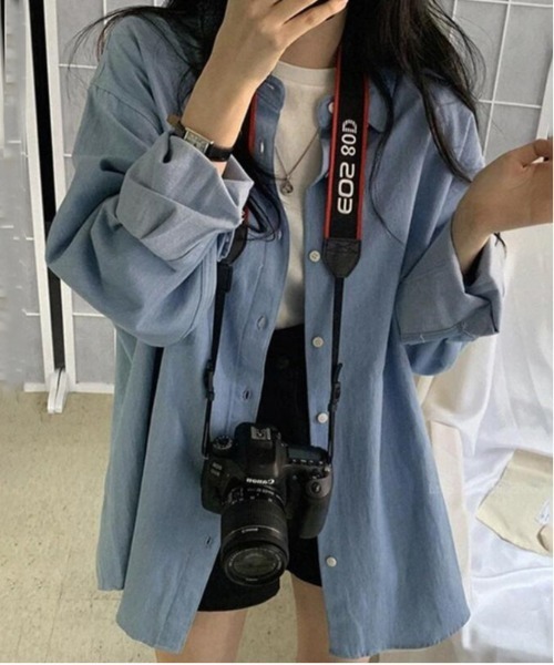 gossip!ロサンゼルス(ゴシップロサンゼルス)の「Y2K ビッグデニムシャツ(シャツ/ブラウス・レディース・ブルー/ネイビー・FREE)」の5枚目の写真