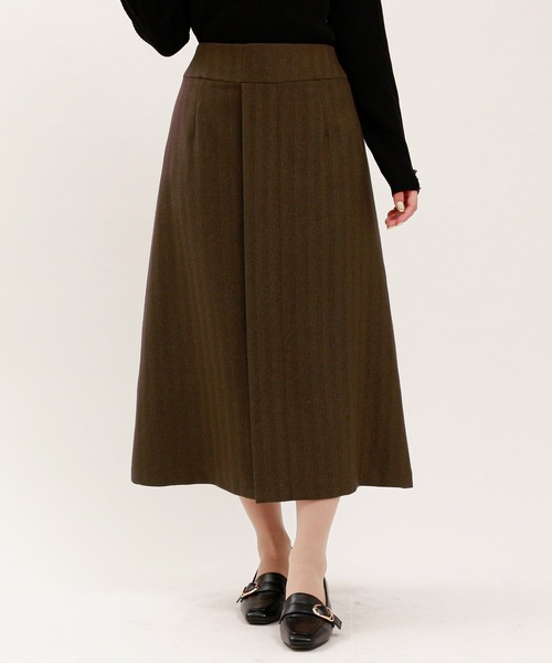 TRUDEA(トルディア)の「へリンボン フロントデザインフレアスカート(スカート・レディース・ライトグレー/ブラウン/ブラック・SMALL/MEDIUM/LARGE)」の3枚目の写真