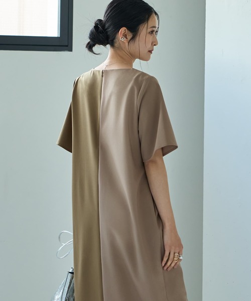 STYLE DELI(スタイルデリ)の「ハーフ微配色キーネックワンピース(ワンピース・レディース・グレー系その他/ベージュ系その他・SMALL/MEDIUM)」の13枚目の写真