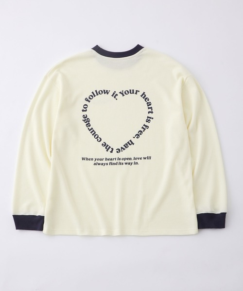MONO-MART(モノマート)の「グラフィックリンガー/ラグランワッフルロンT(Tシャツ/カットソー・レディース・スミクロ/オートミール/ワイン/アイボリー/ブラック・FREE)」の15枚目の写真