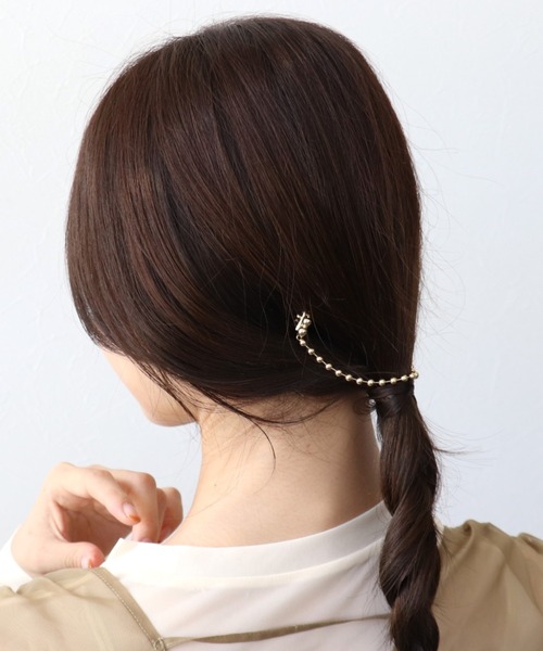 ヘアバレッタ セール】ボールチェーンクリップ（バレッタ/ヘアクリップ）｜Three