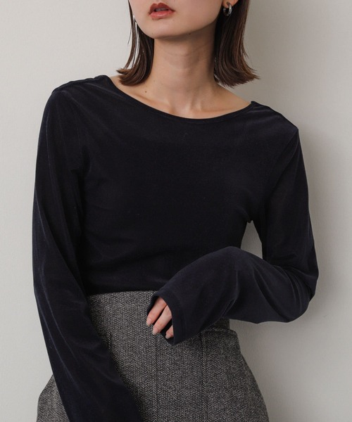 SENSE OF PLACE by URBAN RESEARCH(センスオブプレイスバイアーバンリサーチ)の「シアーベロアTシャツ(Tシャツ/カットソー・レディース・ネイビー/ミント/アイボリー・ONE)」の3枚目の写真