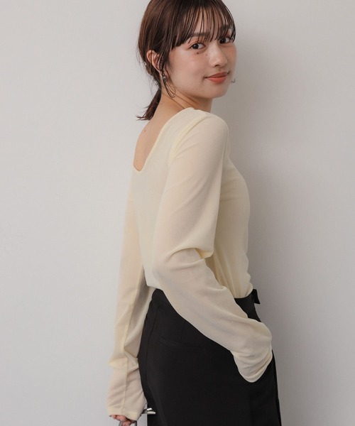 SENSE OF PLACE by URBAN RESEARCH(センスオブプレイスバイアーバンリサーチ)の「シアーベロアTシャツ(Tシャツ/カットソー・レディース・ネイビー/ミント/アイボリー・ONE)」の10枚目の写真