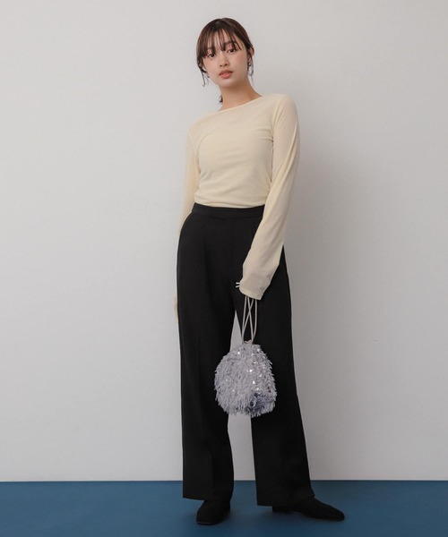 SENSE OF PLACE by URBAN RESEARCH(センスオブプレイスバイアーバンリサーチ)の「シアーベロアTシャツ(Tシャツ/カットソー・レディース・ネイビー/ミント/アイボリー・ONE)」の11枚目の写真