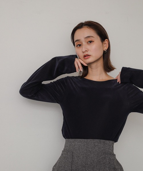 SENSE OF PLACE by URBAN RESEARCH(センスオブプレイスバイアーバンリサーチ)の「シアーベロアTシャツ(Tシャツ/カットソー・レディース・ネイビー/ミント/アイボリー・ONE)」の18枚目の写真