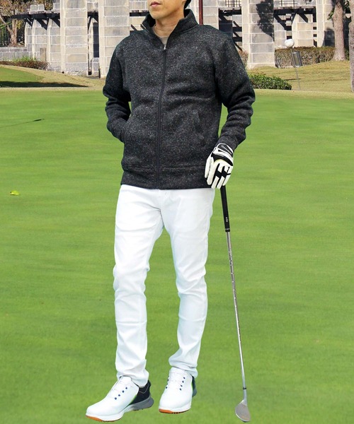 セール】ゴルフウェア 裏起毛ニットフリース フルジップジャケット