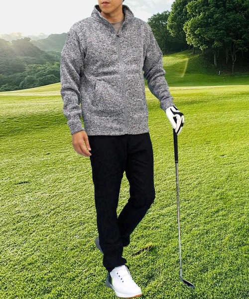 セール】ゴルフウェア 裏起毛ニットフリース フルジップジャケット